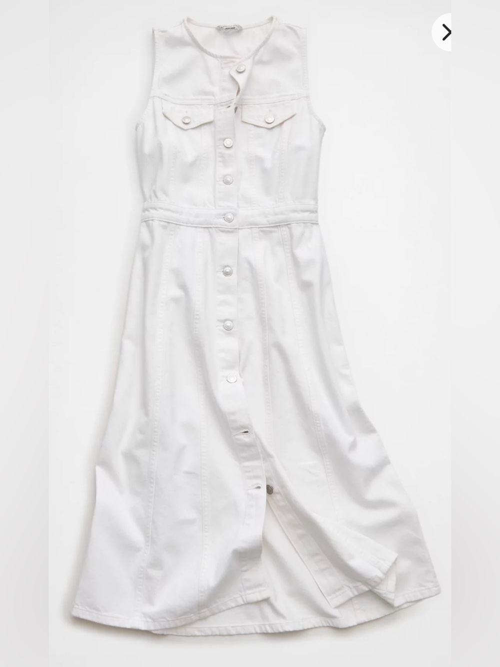 American Eagle Sleeveless White Button-Front Midi Dress - Picture 3 of 8
